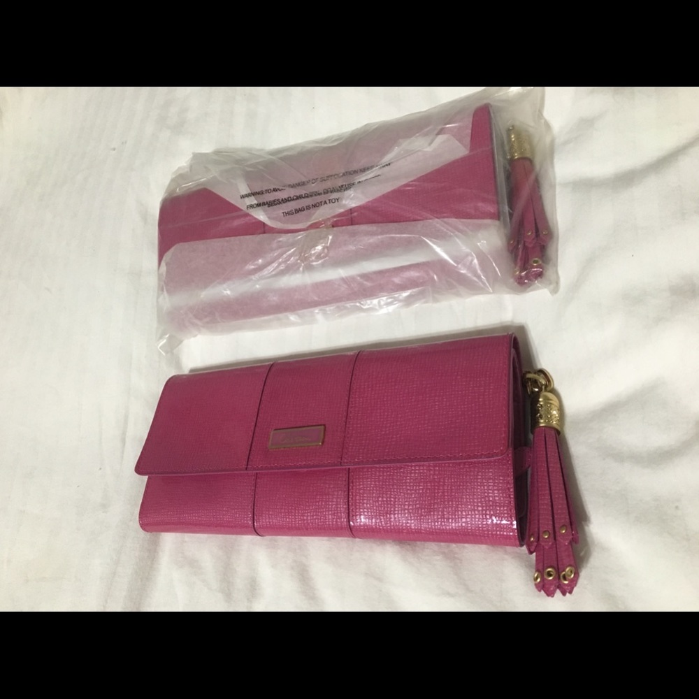 NWT Cole Haan Leather Voyage Collection Pink Jewelry Clutch